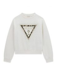 Guess Bluza J6BQ07 K6093 Kremowy Regular Fit. Białe bluzy dla dziewczynek Guess, z aplikacjami, z bawełny, bez ramiączek, bez kaptura. Za 214.99 zł.