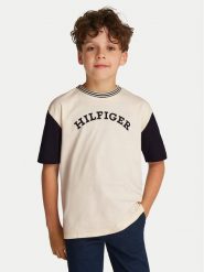 Tommy Hilfiger T-Shirt Monotype Graphic KB0KB09360 Beżowy Regular Fit. Brązowe t-shirty dla chłopców Tommy Hilfiger, bez wzorów, z bawełny, bez ramiączek. Za 99.99 zł.