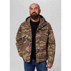 Kurtka przejściowa męska Pitbull z kapturem Fallon. Brązowe kurtki męskie PITBULL, m, bez wzorów, z kapturem. Za 349.00 zł.