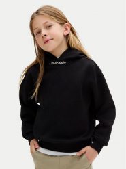 Calvin Klein Jeans Bluza Embro Logo IB0IB02525 D Czarny Relaxed Fit. Czarne bluzy dla chłopców Calvin Klein Jeans, bez wzorów, z bawełny, bez ramiączek, bez kaptura. Za 219.99 zł.