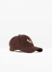 Czapka z daszkiem ze sztruksu. Brązowe czapki i kapelusze damskie bonprix, bez wzorów, ze sztruksu. Za 64.99 zł.