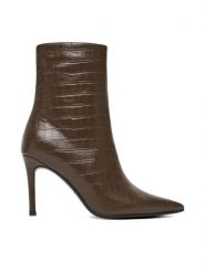 Eva Minge Botki EO-DEMI-GLC6303-6-320 Brązowy. Brązowe botki damskie Eva Minge, ze skóry, bez obcasa, na szpilce, bez zapięcia. Za 359.99 zł.