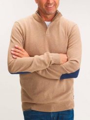 Sweter Męski TBS Malikcam. Niebieskie swetry przez głowę męskie TBS, m, bez wzorów, z bawełny, bez kołnierzyka. Za 306.95 zł.