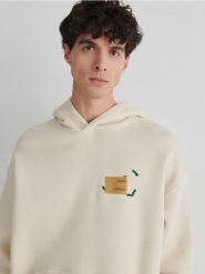 Bluza z kapturem - złamana biel. Bluzy męskie Reserved, l, bez wzorów, z bawełny, z kapturem. Za 129.99 zł.