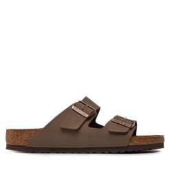 Klapki Birkenstock. Brązowe klapki męskie Birkenstock, z nubiku. Za 329.99 zł.