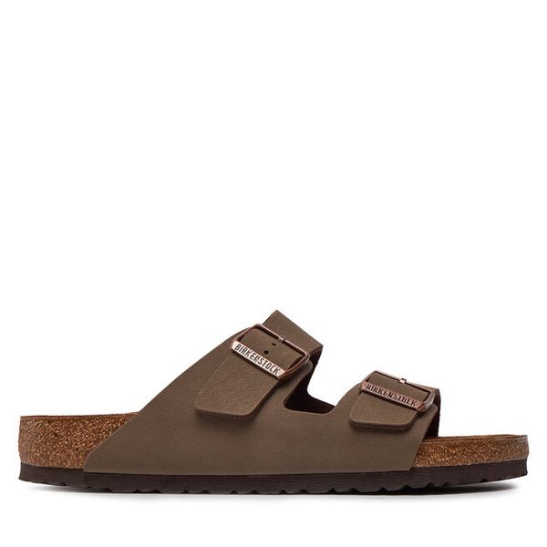 Klapki Birkenstock. Brązowe klapki męskie Birkenstock, z nubiku. Za 329.99 zł.