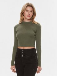 Guess Sweter Marie W4RR24 Z3C71 Zielony Regular Fit. Zielone swetry damskie Guess, xl, z aplikacjami, z bawełny, bez kołnierzyka, bez ramiączek, bez kaptura. Za 199.99 zł.