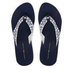Japonki Tommy Hilfiger. Niebieskie klapki damskie Tommy Hilfiger, bez wzorów, bez obcasa. Za 189.99 zł.