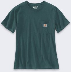 Koszulka Carhartt Iconic WK87 Pocket Greenstone. T-shirty damskie Carhartt, bez wzorów, bez kołnierzyka. Za 96.91 zł.