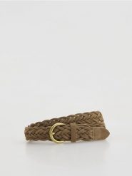 Zamszowy pasek - beżowy. Brązowe paski damskie Reserved, bez wzorów, z zamszu. Za 119.99 zł.
