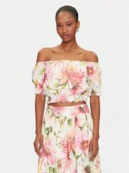 Guess Bluzka W5GH61 WH4S2 Kolorowy Regular Fit. Bluzki damskie Guess, m, z aplikacjami, z wiskozy, bez kołnierzyka, bez ramiączek. Za 169.99 zł.