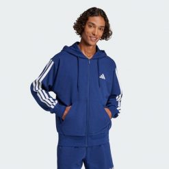 Bluza z kapturem Essentials 3-Stripes French Terry Full-Zip. Białe bluzy męskie Adidas, xl, bez wzorów, z materiału, z kapturem. W wyprzedaży za 209.25 zł.