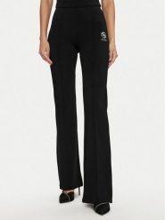 Guess Spodnie materiałowe Elea V4YB01 KCDN0 Czarny Slim Fit. Czarne spodnie materiałowe damskie Guess, xl, z aplikacjami, z materiału. Za 269.99 zł.