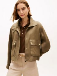Tommy Hilfiger Lniana kurtka Kobiety len zielony, M. Zielone kurtki damskie Tommy Hilfiger, m, bez wzorów, ze lnu, bez kaptura. Za 849.95 zł.