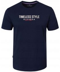 T-Shirt (Koszulka) Męska - Pako Jeans - Granatowa, Niewielki Nadruk. Niebieskie t-shirty męskie Pako Jeans, l, bez wzorów, z bawełny, casualowe, bez kołnierzyka. Za 69.00 zł.