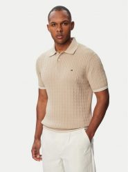 Tommy Hilfiger Polo MW0MW40701 Beżowy jasny Regular Fit. Brązowe koszulki polo męskie Tommy Hilfiger, m, bez wzorów, z bawełny, bez ramiączek. Za 569.99 zł.