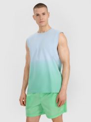 4F Tank top regular męski - zielony S. Zielone koszulki sportowe męskie 4f, m, bez wzorów, z bawełny, klasyczne, bez kołnierzyka. W wyprzedaży za 49.99 zł.