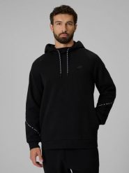4F Bluza dresowa regular z kapturem męska - czarna XL. Czarne bluzy męskie 4f, m, bez wzorów, z dresówki, z kapturem. Za 199.99 zł.