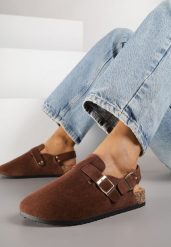Brązowe Sandały Typu Chodaki z Klamrami Silvermore. Brązowe sandały dziewczęce Renee, z jeansu, bez zapięcia. Za 79.99 zł.