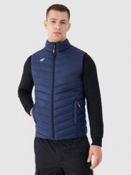 4F Bezrękawnik puchowy z wypełnieniem syntetycznym męski - granatowy S. Niebieskie kurtki męskie 4f, m, bez wzorów, z dzianiny. Za 249.99 zł.