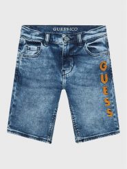 Guess Szorty jeansowe L3GD13 D4GV0 Niebieski Regular Fit. Niebieskie szorty dla chłopców Guess, z aplikacjami, z bawełny. Za 149.99 zł.