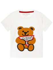 Guess T-Shirt N0BI22 I3Z00 Biały Regular Fit. Białe t-shirty i topy dla dziewczynek Guess, z aplikacjami, z bawełny, bez ramiączek. Za 69.99 zł.