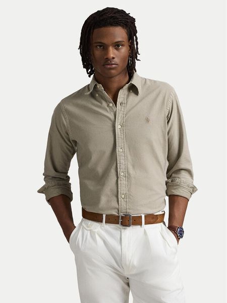 Polo Ralph Lauren Koszula 710968913001 Beżowy Custom Fit. Brązowe koszule męskie Polo Ralph Lauren, m, bez wzorów, z bawełny, bez kołnierzyka, bez ramiączek. Za 439.99 zł.