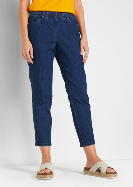 Spodnie Straight, mid waist, z wygodnym paskiem (2 pary). Białe spodnie materiałowe damskie bonprix, bez wzorów. Za 189.99 zł.