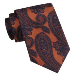 Elegancki Męski Krawat - Chattier - Pomarańcz w Duże Paisley. Krawaty i muchy Chattier, bez wzorów, z tkaniny, eleganckie. Za 49.00 zł.