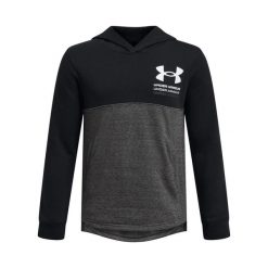 Bluza chłopięca Under Armour Boys Rival Terry Hoodie. Czarne bluzy dla chłopców Under Armour, bez wzorów, bez ramiączek, bez kaptura. Za 129.99 zł.