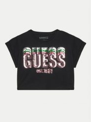 Guess T-Shirt J5RI10 K8HM4 Czarny Regular Fit. Czarne t-shirty i topy dla dziewczynek Guess, z aplikacjami, z bawełny, bez ramiączek. Za 69.99 zł.