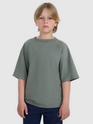 4F T-shirt oversize gładki chłopięcy - khaki 164 (13-14 lat). Szare t-shirty dla chłopców 4f, bez wzorów, z bawełny, bez ramiączek. W wyprzedaży za 29.99 zł.