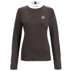 Koszulka konkursowa damska Equestrian Queen Charlotte 23AW długi rękaw. Brązowe t-shirty damskie EQUESTRIAN QUEEN, xl, bez wzorów, bez kołnierzyka. Za 158.99 zł.