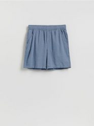 Szorty regular z lnem - niebieski. Niebieskie szorty męskie Reserved, l, bez wzorów, z wiskozy. Za 119.99 zł.