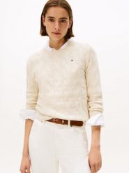 Tommy Hilfiger Sweter z dzianiny Kobiety Wełna beżowy, L. Brązowe swetry damskie Tommy Hilfiger, l, bez wzorów, z dzianiny, eleganckie, bez kołnierzyka, bez ramiączek, bez kaptura. Za 479.95 zł.
