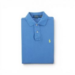 Second life - Polo Ralph Lauren koszulka męska z krótkim rękawem - Stan dobry. Niebieskie koszulki polo męskie Ralph Lauren, na lato, l, bez wzorów, bez kołnierzyka, bez ramiączek, na golfa. Za 106.46 zł.