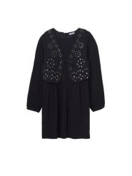 Mayoral Sukienka codzienna 7910 Czarny Regular Fit. Czarne sukienki dla dziewczynek Mayoral, bez wzorów, z wiskozy, bez ramiączek. Za 189.99 zł.