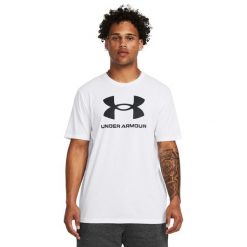 Koszulka sportowa męska Under Armour 1382911100. Białe buty sportowe męskie Under Armour, m, bez wzorów, bez kołnierzyka, bez ramiączek, na fitness i siłownię. Za 186.00 zł.