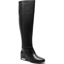 Muszkieterki GUESS - FLPVL4 LEA11 BLACK. Czarne kozaki damskie Guess, z materiału. Za 1,179.00 zł.