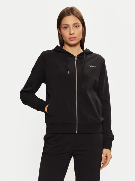 Guess Bluza O5RQ01 KCO31 Czarny Regular Fit. Czarne bluzy damskie Guess, m, z aplikacjami, z bawełny, bez kaptura. Za 169.99 zł.