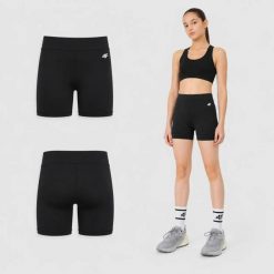 SPODENKI 4F DZIEWCZĘCE KRÓTKIE LEGGINSY KOLARKI SZYBKOSCHNĄCE F100 CZARNE. Czarne spodenki dla dziewczynek 4f, bez wzorów, z materiału, sportowe. Za 39.99 zł.