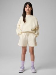 4F Spodenki dresowe dziewczęce - białe 152 (11-12 lat). Białe spodenki dla dziewczynek 4f, na lato, bez wzorów, z bawełny, eleganckie. Za 59.99 zł.