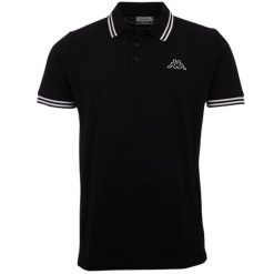 Koszulka męska polo Kappa Aleot. Czarne koszulki polo męskie Kappa, m, bez wzorów, z bawełny, eleganckie, bez ramiączek. Za 107.87 zł.