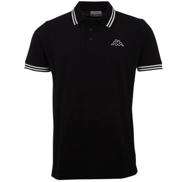 Koszulka męska polo Kappa Aleot. Czarne koszulki polo męskie Kappa, m, bez wzorów, z bawełny, eleganckie, bez ramiączek. Za 107.54 zł.