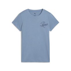 Damska koszulka ESS SCRIPT PUMA Cool Blue. Niebieskie obuwie sportowe damskie Puma, bez wzorów, na fitness i siłownię. Za 109.00 zł.