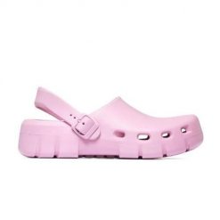 Buty do chodzenia damskie Birkenstock Birki Flow Eva Fondant. Czerwone klapki damskie Birkenstock, bez wzorów, z materiału, bez obcasa. Za 374.00 zł.