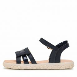 Sandały Geox. Niebieskie sandały dziewczęce Geox, bez zapięcia. Za 249.99 zł.