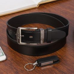 Pasek męski skórzany premium szeroki 4cm klasyczny czarny Beltimore Jeans E01 : Kolory - czarny, Rozmiar pasków - r.100-115 cm. Czarne paski damskie bez wzorów, z jeansu, klasyczne. Za 49.90 zł.