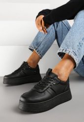 Czarne Casualowe Sneakersy Vices na Niskiej Platformie Torila. Czarne obuwie sportowe damskie Renee, z aplikacjami, z jeansu, do biegania. Za 79.99 zł.