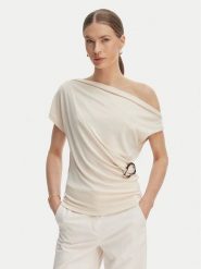 Rinascimento Bluzka CFC0128664003 Beżowy Regular Fit. Brązowe bluzki damskie Rinascimento, xl, bez wzorów, z syntetyku, bez kołnierzyka, bez ramiączek. Za 399.99 zł.